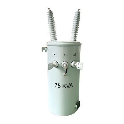 satın al 75KVA Tek fazlı direğe monte edilmiş transformatör yağı sıvısı 34500V'den 120V'ye kadar Çevrimiçi üretim