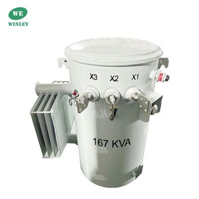 satın al CSP Tip 167Kva Tek Fazlı Kutup Montajlı Transformör Dağıtım 4160V Yağa batırılmış ANSI IEEE CSA Standartı 100Hz Çevrimiçi üretim