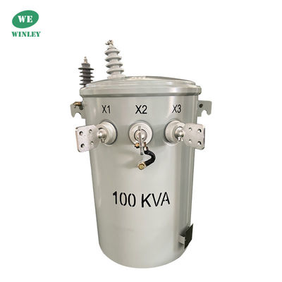 satın al 100KVA Tek fazlı direğe monte edilen dağıtım transformatörü Yağı batırılmış 12470V 304SS tank sıvı dolu direğe monte edilmiş Çevrimiçi üretim