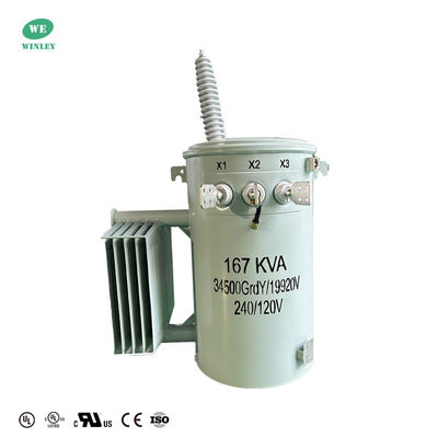satın al ANSI Standart Tek Fazlı Yağa Daldırılmış Dağıtım Transformatörleri 167KVA 34500V'den 120V'ye Çift sargı Çevrimiçi üretim
