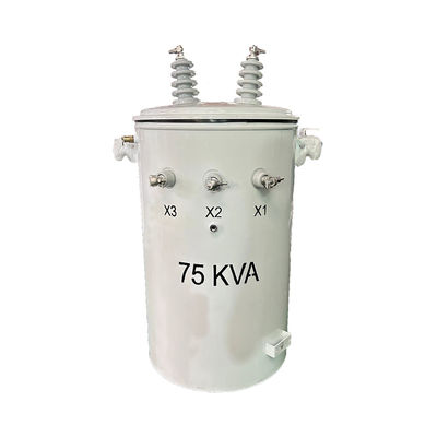 Tek fazlı direğe monte edilmiş adım yukarı petrol gücü elektrikli transformatör çift sargı 34.5kv 75kva