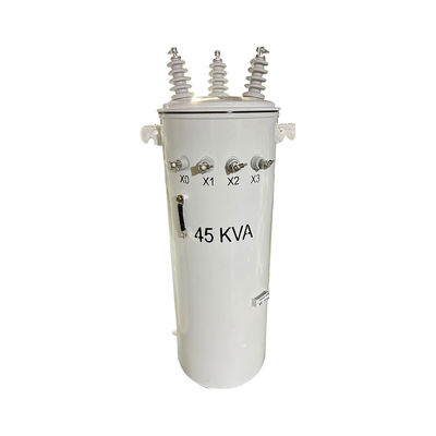 75KVA Üç Fazlı direğe monte edilmiş transformatör yağı 13800V'den 480V'ye kadar batırılmış