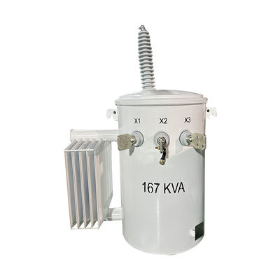 Tek fazlı direğe monte edilmiş dağıtım transformatörü Çift sargı 167Kva 34.5KV 120V'ye kadar
