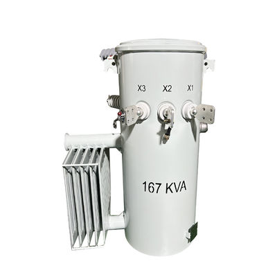 167Kva Tek fazlı direğe monte edilmiş transformatör CSP Tipi Dağıtım Sıvı Doldurulmuş 100Hz 4160V 480V FR3