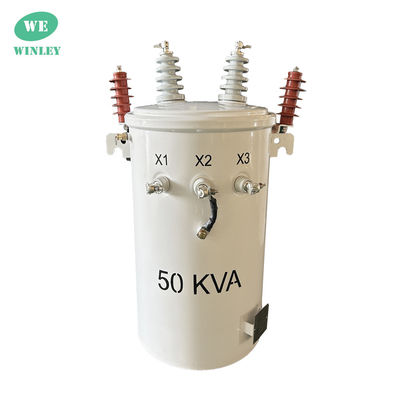 50kva Tek fazlı kutup monteli transformatör yağı 12.47KV 304SS ANSI / IEEE C57 daldırılmış
