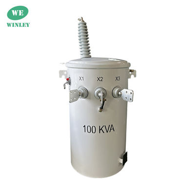 100kva Tek fazlı direğe monte elektrik dağıtım transformatörü 34.5KV 120V