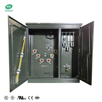 UL Sertifikalı 300Kva Pad Mount Üç Fazlı Yağa Dalmış Dağıtım Transformörü 12470V ila 480V CT ANSI IEEE DOE 2016 Standartları ile