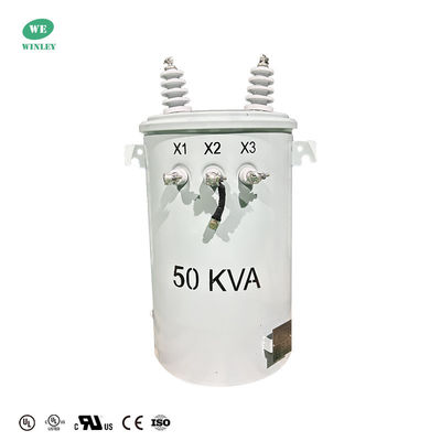UL sertifikalı 50KVA Tek fazlı direğe monte edilmiş Transformör Yağ Tipi 13200V'den 120V'ye Güç Dağıtım Transformörü