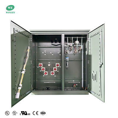 3 Fazlı Ped Tipi Trafo Dağıtım Gücü Yağa Daldırılmış 3750Kva Step-Down 34500V - 480Y ANSI IEEE DOE 2016 UL Sertifikalı